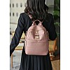 Pink Women Backpack, Faux Leather, Padded Design, with Decorative Shoulder Strap