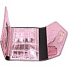 RARITYUS Shiny Metallic Small Wallets for Women Crocodile Pattern Purse Credit Card Holder Slim Clutch Wallet, Pink, one size