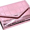 RARITYUS Shiny Metallic Small Wallets for Women Crocodile Pattern Purse Credit Card Holder Slim Clutch Wallet, Pink, one size