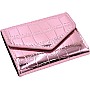 RARITYUS Shiny Metallic Small Wallets for Women Crocodile Pattern Purse Credit Card Holder Slim Clutch Wallet, Pink, one size
