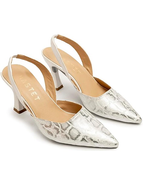 BASTET "Sekhmet" Women’s 7cm Slingback Heels – Pointed Toe Snake Print Party Shoes – Bold & Stylish - size