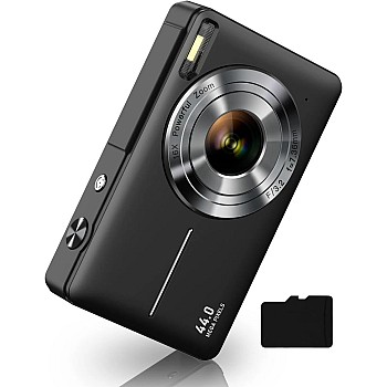 CAMKORY Kids Camera - FHD 1080P, 44MP, 16X Zoom, 32GB SD Card, Two Batteries, Lanyard