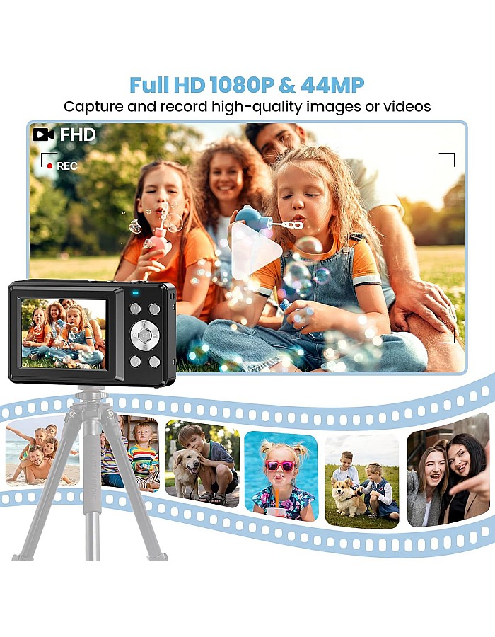 Prosight Digital Camera, FHD 1080P Kids Camera With 32GB Card, 16X Digital Zoom, 44MP Compact Point and Shoot, Portable Mini for Teens Boys Girls