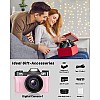 VJIANGER 2024 Upgrade Digital Camera for Photography 4K 56MP Vlogging Camera for YouTube with WiFi, 180 Degree Flip Screen, 16X Digital Zoom, 52mm Lens, 2 Batteries, 32GB TF Card(W02-Pink35)