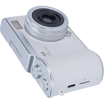 Digital Camera for Photography, 1080P 48MP Vlogging Camera with 2.4 Inch 180° Flip Screen, 8X Digital Zoom Compact Retro Camera (White)
