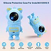 GQ Silicone Case for Insta360 GO 3S, Cartoon Shockproof Protective Cover for Insta 360 GO 3S/3 Accessories with Anti-Loss Hand Strap, Precise Cutouts Holes, Soft Anti-Scratch Surface (Blue)