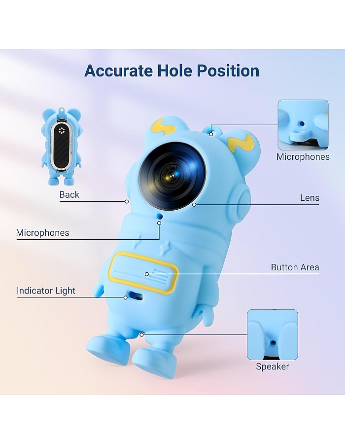 GQ Silicone Case for Insta360 GO 3S, Cartoon Shockproof Protective Cover for Insta 360 GO 3S/3 Accessories with Anti-Loss Hand Strap, Precise Cutouts Holes, Soft Anti-Scratch Surface (Blue)