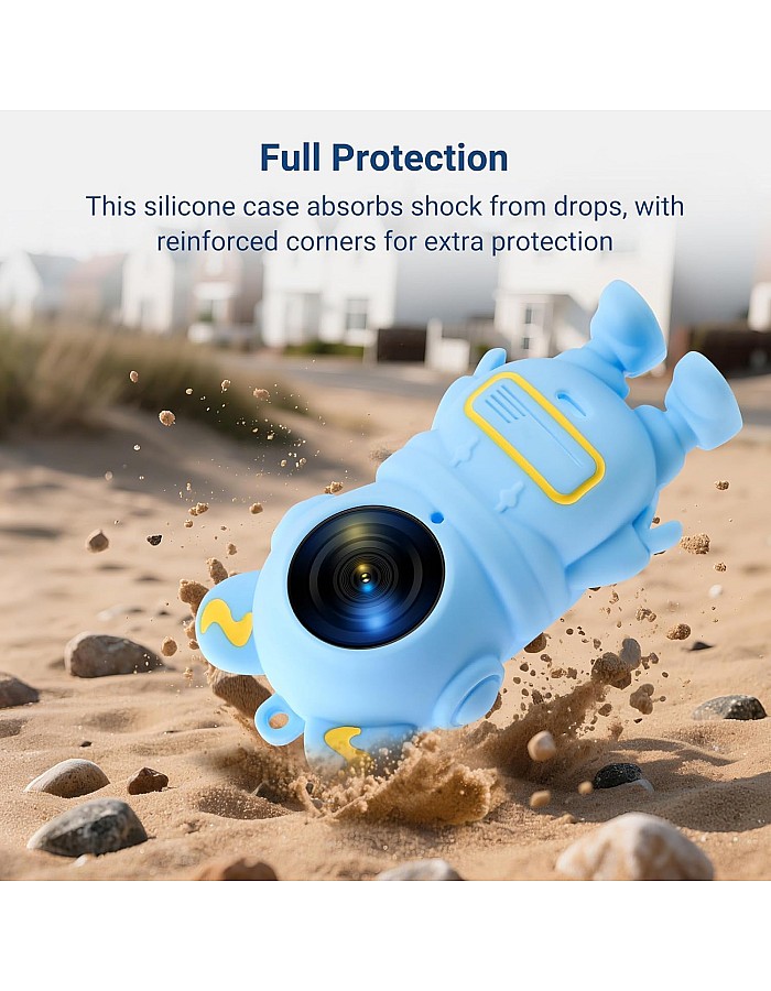 GQ Silicone Case for Insta360 GO 3S, Cartoon Shockproof Protective Cover for Insta 360 GO 3S/3 Accessories with Anti-Loss Hand Strap, Precise Cutouts Holes, Soft Anti-Scratch Surface (Blue)