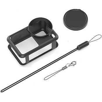 Silicone Case Compatible with DJI Osmo Action 6 2025 with Lens Cover & Lanyard - Shockproof, Anti-Scratch Protection