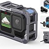 TELESIN Aluminum Alloy Cage for GoPro 13/12/11/10/9 Protective Frame, Compatible with Magnetic Suction Charging Side Cover, Quick Release, Convenient Charging, Protective Frame, Cold Shoe Groove and 1