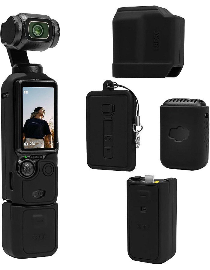 fashion mania Silicone Protective Case Cover for DJI Osmo Pocket 3, All-Round Protection DJI OSMO Pocket 3 Creator Combo Accessories (Black)