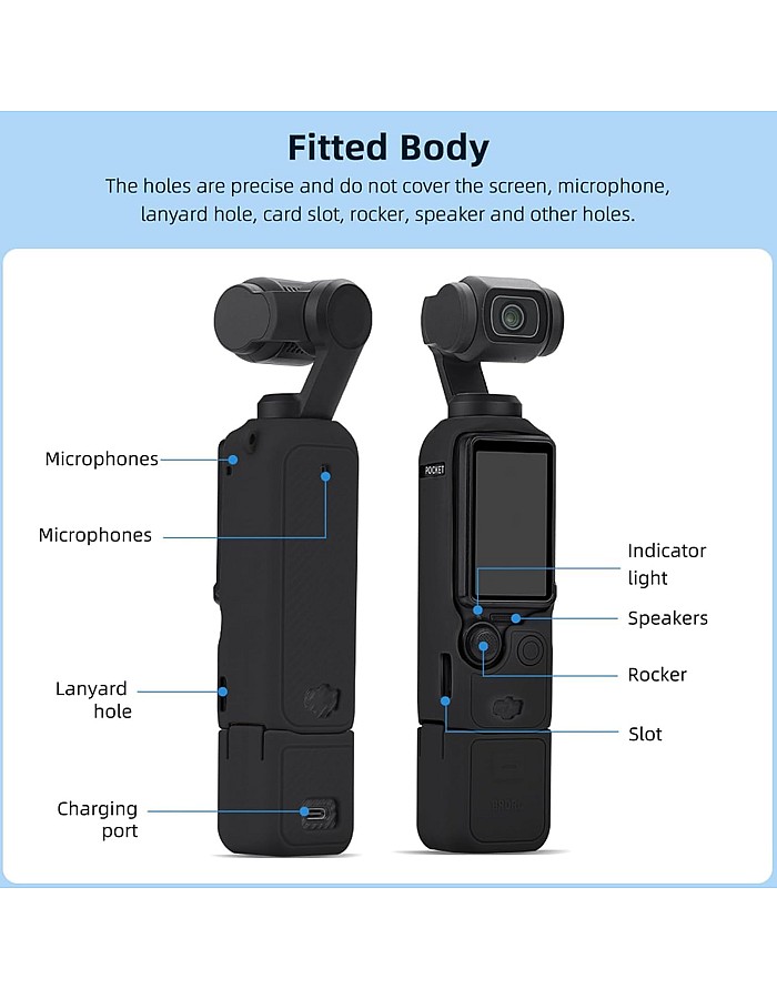 fashion mania Silicone Protective Case Cover for DJI Osmo Pocket 3, All-Round Protection DJI OSMO Pocket 3 Creator Combo Accessories (Black)