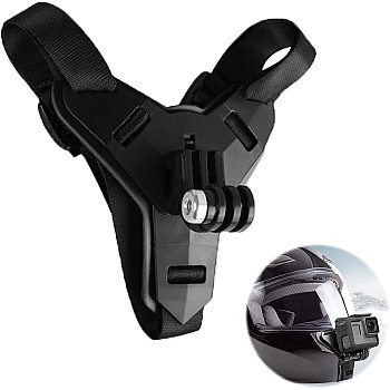 GQ Motorcycle Helmet Mount Action Camera Adjustable Chin Support Non-Slip Holder Compatible With GoPro Hero and Other Action Cameras Black