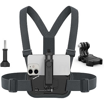 Mobile Phone Chest Mount Chest Strap Mobile Phone Holder Body Holder Chest Mount Accessories Compatible with iPhone Samsung GoPro DJI Osmo and Most Mobile Phones Action Cameras POV/VLOG