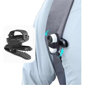 fashion mania for Insta360 GO 3S Sports Camera Backpack Clip Stand Multi-Angle Alligator Clip, 360° Rotation Anti-Shake Anti-Fall Action Camera Accessories