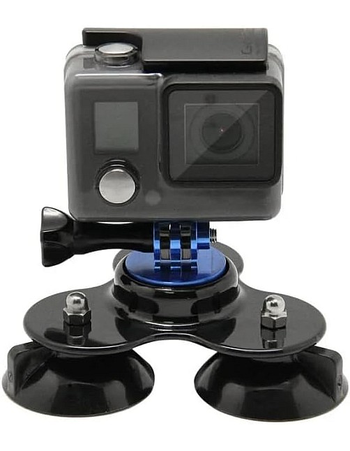 Suction Cup Tripod Stand Universal Portable Rubber Suction Cup Car Mount Compatible with Action Cameras and Camcorders, Black