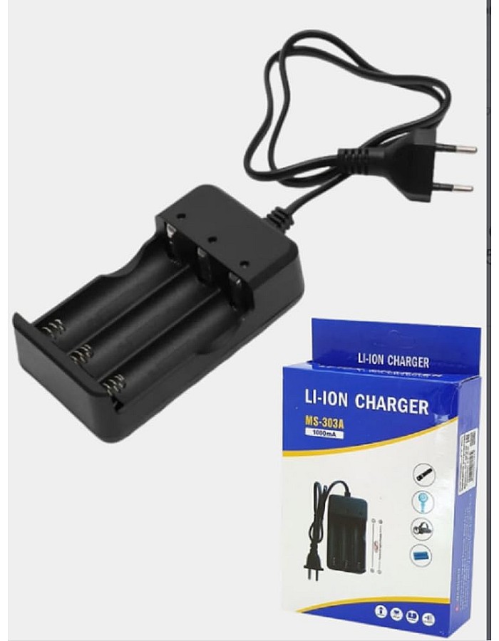 شاحن رئيسي MS-303A لبطاريات ليثيوم ايون 18650 مع 3 مقابس بجهد 220V