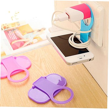 Mobile Phone Wall Plug Socket for Charger Charging Rack Hang Holder Foldable for Cell Phone Charger Random Color (2 piece)