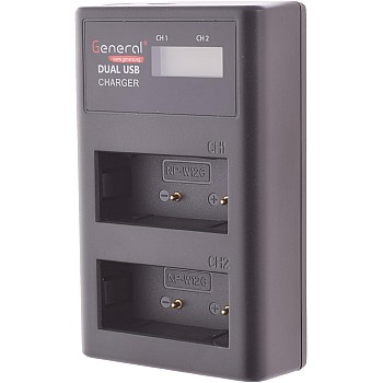 شاحن USB مزدوج لبطارية الكاميرا W126 8.4 فولت مع كابل USB - أسود