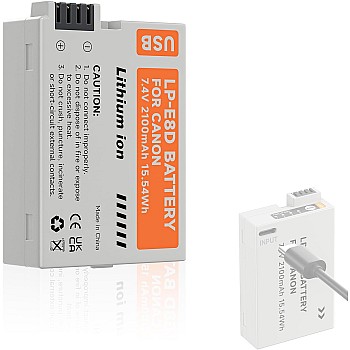 بطارية LP-E8، ريبل T3i LP-E8 شحن مباشر USB متوافقة مع كاميرات EOS ريبل T2i، T3i، T4i، T5i، 550D، 600D، 650D، 700D، Kiss X4، X5، X6i، X7i من مسبالوسيل
