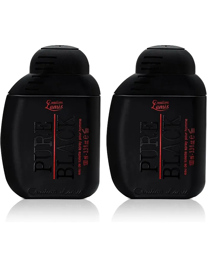 Creation Lamis - Pure Black (Pack of 2) | Fougere, Fruity & Woody Long Lasting Fragrance | Perfume for Men | Eau de Toilette (EDT) - 100ml / 3.4 fl.oz