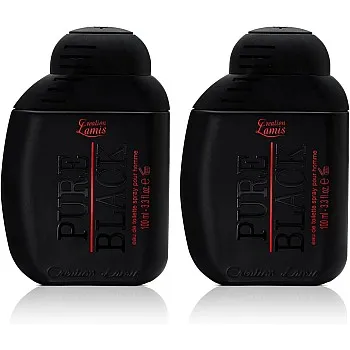 Creation Lamis - Pure Black (Pack of 2) | Fougere, Fruity & Woody Long Lasting Fragrance | Perfume for Men | Eau de Toilette (EDT) - 100ml / 3.4 fl.oz