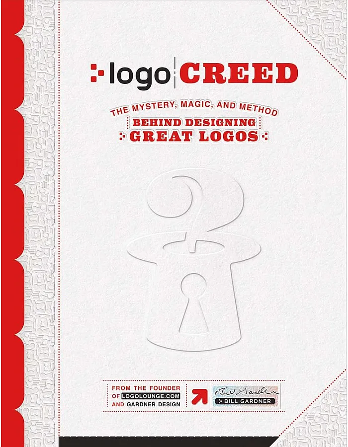 مطبوع عليه شعار Creed: Mystery ، لعبة السحر Magic ، و طريقة خلف لتصميم شعارات رائعة
