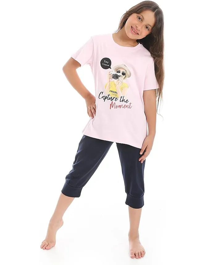 CAESAR Girls girls printed cotton T-Shirt With Short Set girls printed cotton T-Shirt With Short Set
