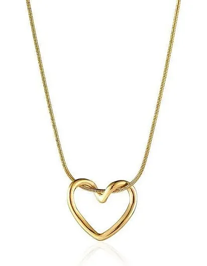 Crown Store Pure Stainless Steel Heart Pendant Necklace for Women Girls Gift Box