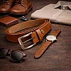 AYSLE 1646 Men’s Genuine Leather Casual Belt | Heavy-Duty Scratch-Resistant Metal Buckle | 5 cm Width | Double Loop Design | 3 Colors | 10 Sizes