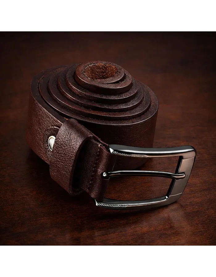 AYSLE 1646 Men’s Genuine Leather Casual Belt | Heavy-Duty Scratch-Resistant Metal Buckle | 5 cm Width | Double Loop Design | 3 Colors | 10 Sizes