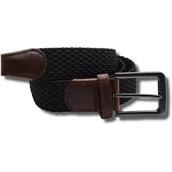 Elastic casual belt Black-White&Beige EC10
