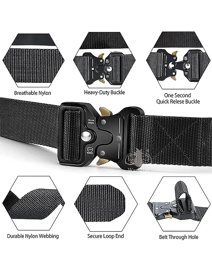 Motevia Men's Tactical Canvas Belt One Size Adjustable Eish Belt with Metal Buckle