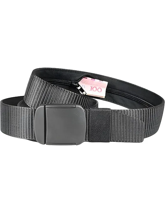Qaish Men's Belt - Smart Hidden Zipper Secret Pocket - Adjustable Non-Metal Money Holder Belt - Perfect for Travel, Work, Daily Life and Trips