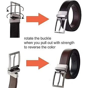 Reversible Leather Belt – Genuine Leather | Adjustable & Trim-to-Fit | Stylish 2-in-1 Design for Men & Women | 33-34mm (1.3") Wide | Versatile Dress & Casual Belt