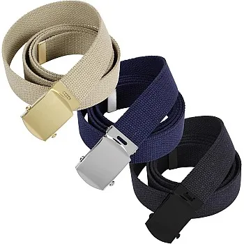 Rothco 100% Cotton Canvas Web Belt with Metal Buckle 3-Pack Outdoor Flip Top Style Belt