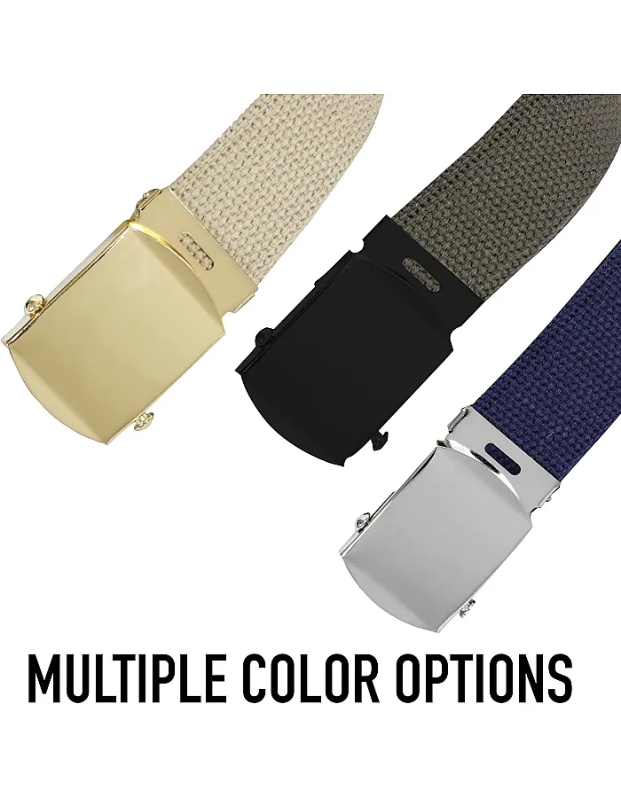 Rothco 100% Cotton Canvas Web Belt with Metal Buckle 3-Pack Outdoor Flip Top Style Belt