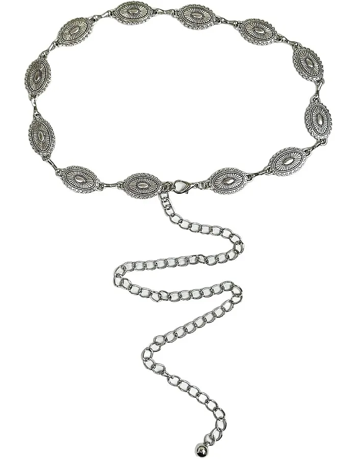 Boho Belt - Trendy Boho Belt for Women with Metal Waist Chain and Concho Accents, A Must-Have Accessory for Fashion-Forward Girls