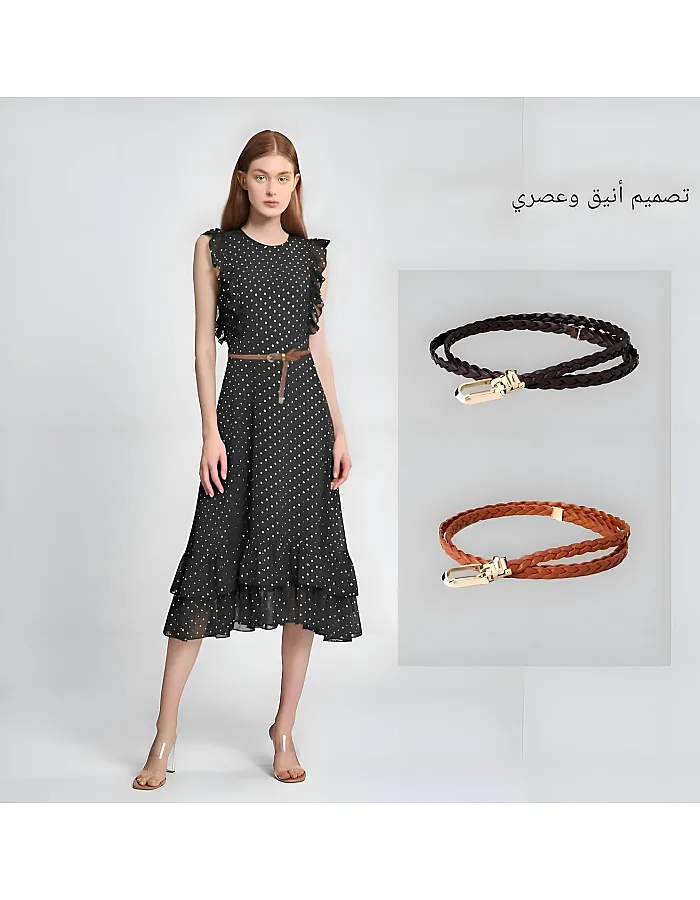 Cute Belt - Delicate thin PU leather belt with a simple, charming design, soft to touch and durable for everyday use, ideal for pairing with skirts or dresses.