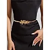 Elegant Metal Floral Waist Belt, Silver Tone Iron Alloy, Thin Stretch Design with Decorative Flower Buckle for Dresses and Casual Wear