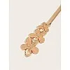 Elegant Metal Floral Waist Belt, Silver Tone Iron Alloy, Thin Stretch Design with Decorative Flower Buckle for Dresses and Casual Wear