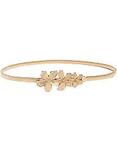 Elegant Metal Floral Waist Belt, Silver Tone Iron Alloy, Thin Stretch Design with Decorative Flower Buckle for Dresses and Casual Wear