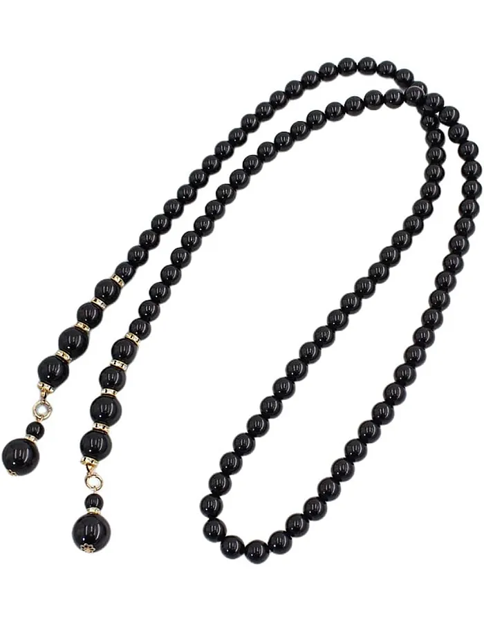 FAIRYGATE Black Belt Pearl Bead Women's Waist Belts Wedding Adjustable Pearl Chain for Dress Gown Fashion Accessories for Casual & Party Wear A3817