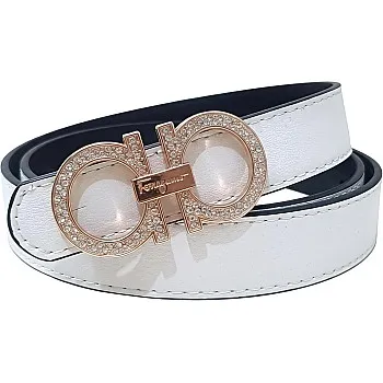 Fashion Women's Leather Belt Crystal Lobes Buckle