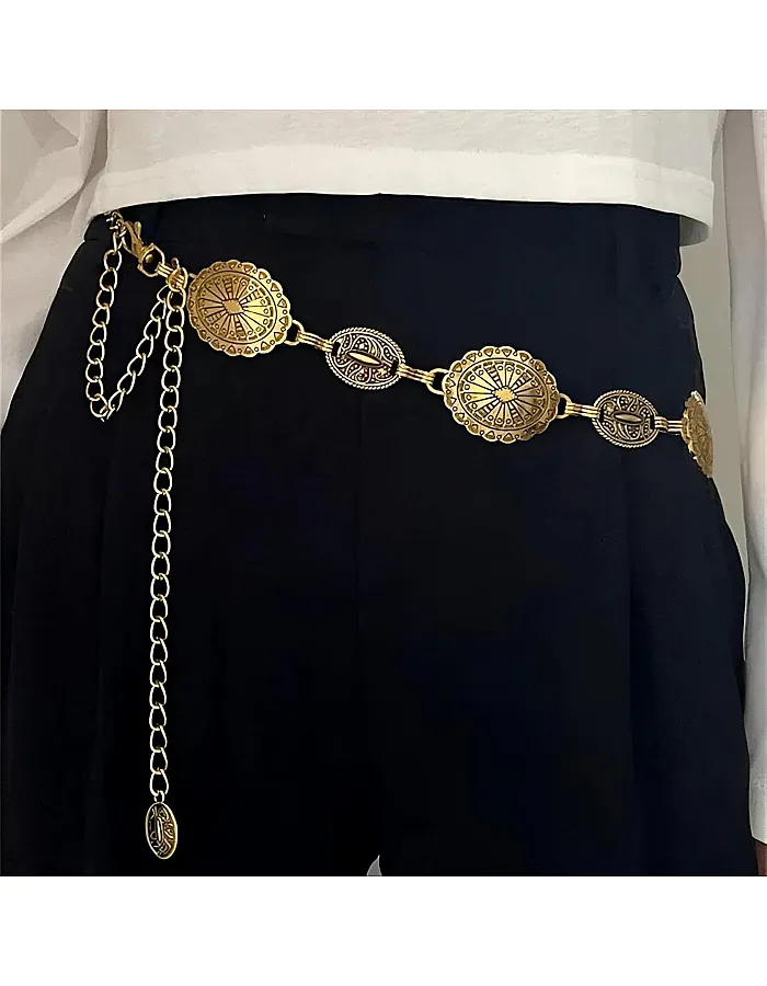 Fashionable Chain Belt - Unique Western Metal Design for Women, Ideal for Dress Enhancements, Perfect for Adding Flair to Your Everyday Wardrobe