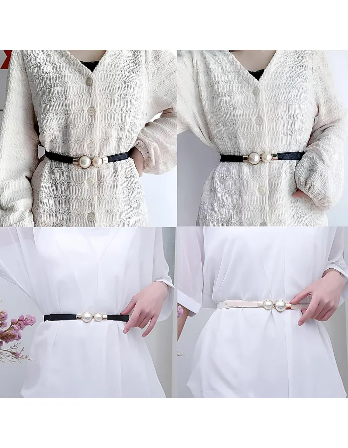 Flexible Dress Belt - Women’s Elastic Waistband with Metal Hook Buckle for Effortless Style and All-Day Comfort