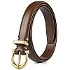 GQ Women Leather Belt for Jeans Pants Fashion Ladies Skinny Faux Leather Dress Belt(Brown)