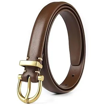GQ Women Leather Belt for Jeans Pants Fashion Ladies Skinny Faux Leather Dress Belt(Brown)