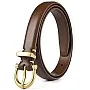 GQ Women Leather Belt for Jeans Pants Fashion Ladies Skinny Faux Leather Dress Belt(Brown)