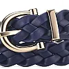 Jeans Pin Buckle Belt - Flat leather belt with sleek pin buckle and woven edge, tailored to complement slim-fit jeans effortlessly.